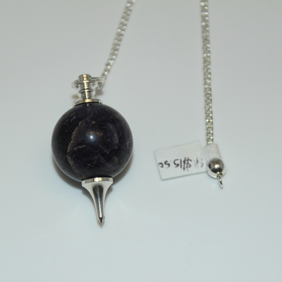 Amethyst (round) Pendulum with Silver Bead Charm