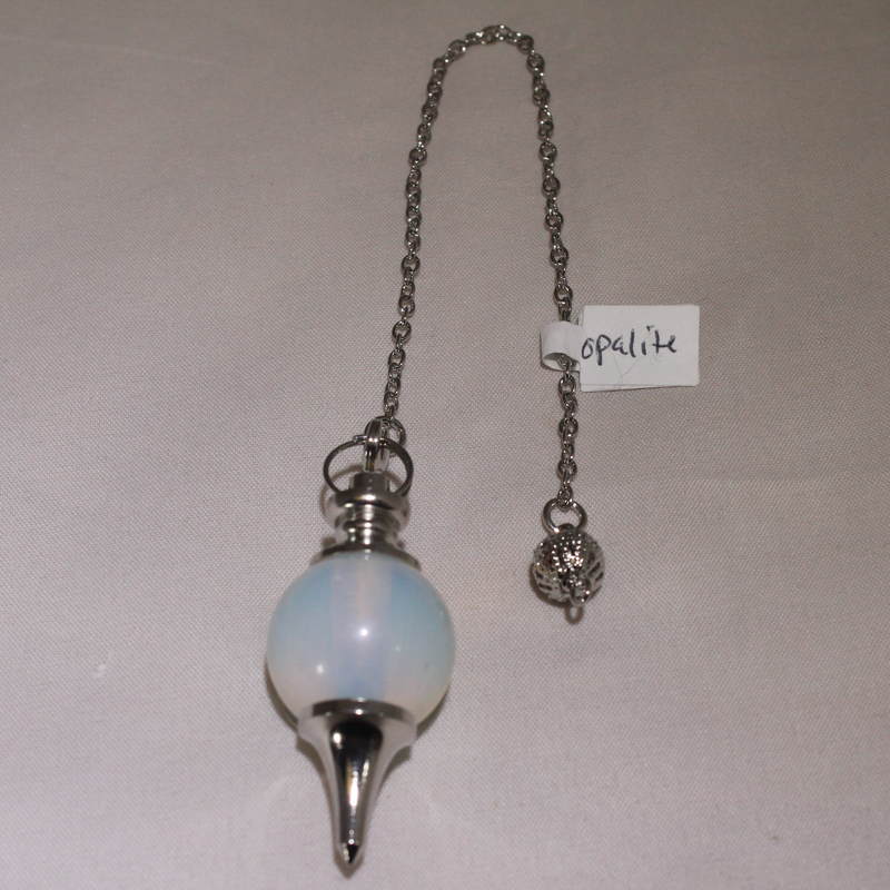 Opalite  (round) Pendulum with Silver Bead Charm