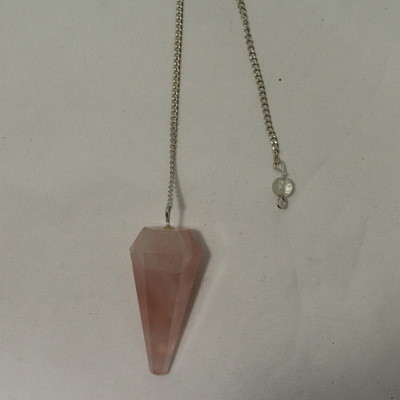 Rose Quartz (Hexagonal) Pendulum with silver ball at the end of the chain