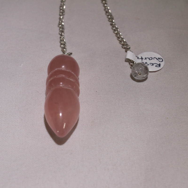 Rose Quartz (bullet shape) Pendulum with crystal bead charm