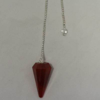 Carnelian (hexagonal) Pendulum with a silver ball at the end of the chain