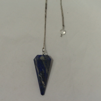Lapis (hexagonal) Pendulum with silver ball at the end of the chain