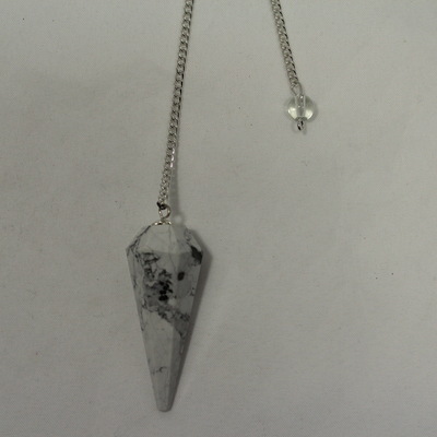 Howlite (hexagonal) Pendulum with silver ball at the end of chain