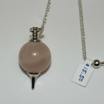 Rose Quartz (round) Pendulum with Silver Bead Charm