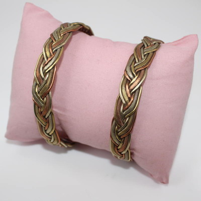 Braided Copper, Silver and Gold Bracelet
