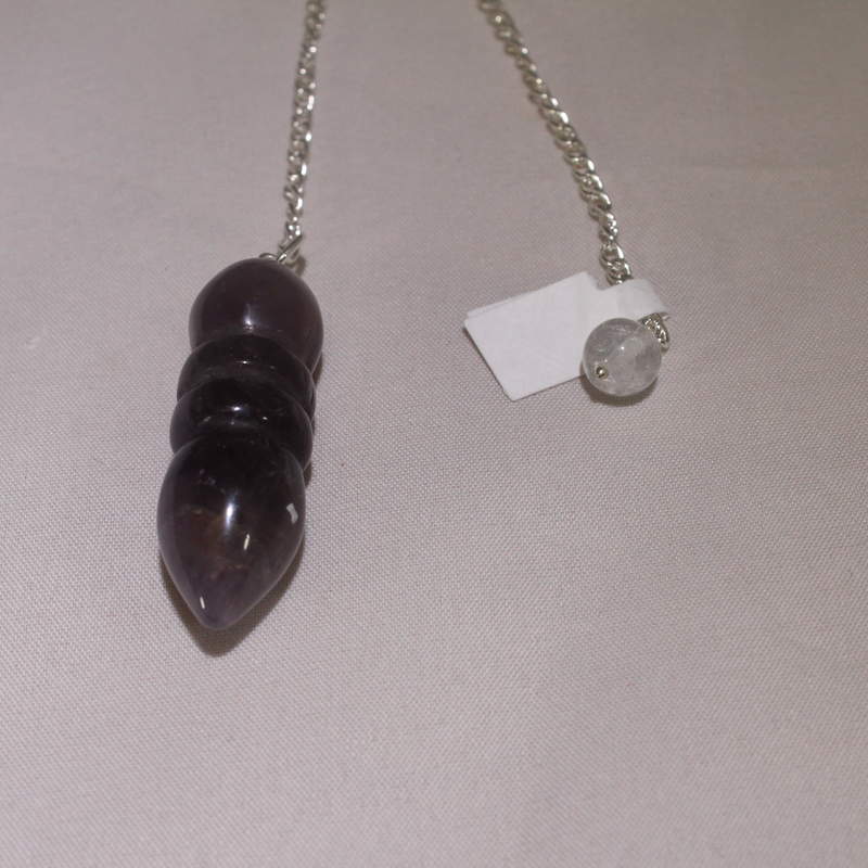 Amethyst  (bullet shape) Pendulum with crystal bead charm