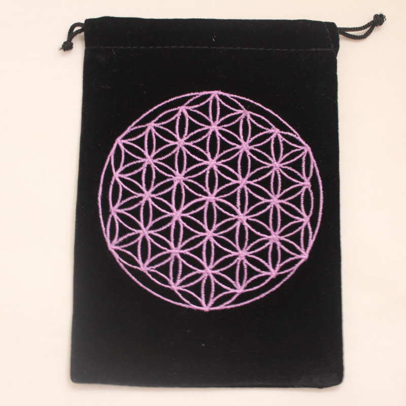 Velvet Card Bag with Embroidered Flower of LIfe