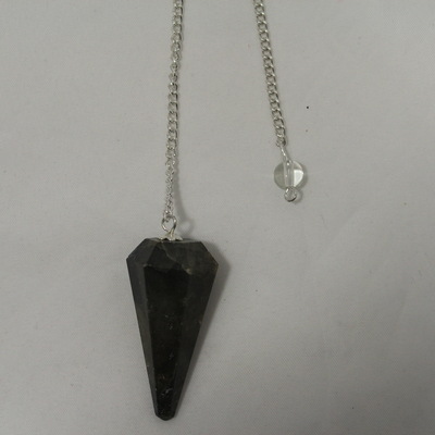 Labradorite (hexagonal) Pendulum with silver ball at the end of the chain