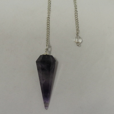 Fluorite (hexagonal)  Pendulum with silver ball at the end of the chain