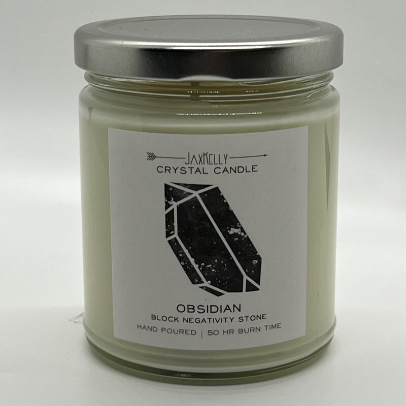 Obsidian Crystal Candle Jar- Blocks Negative Energy